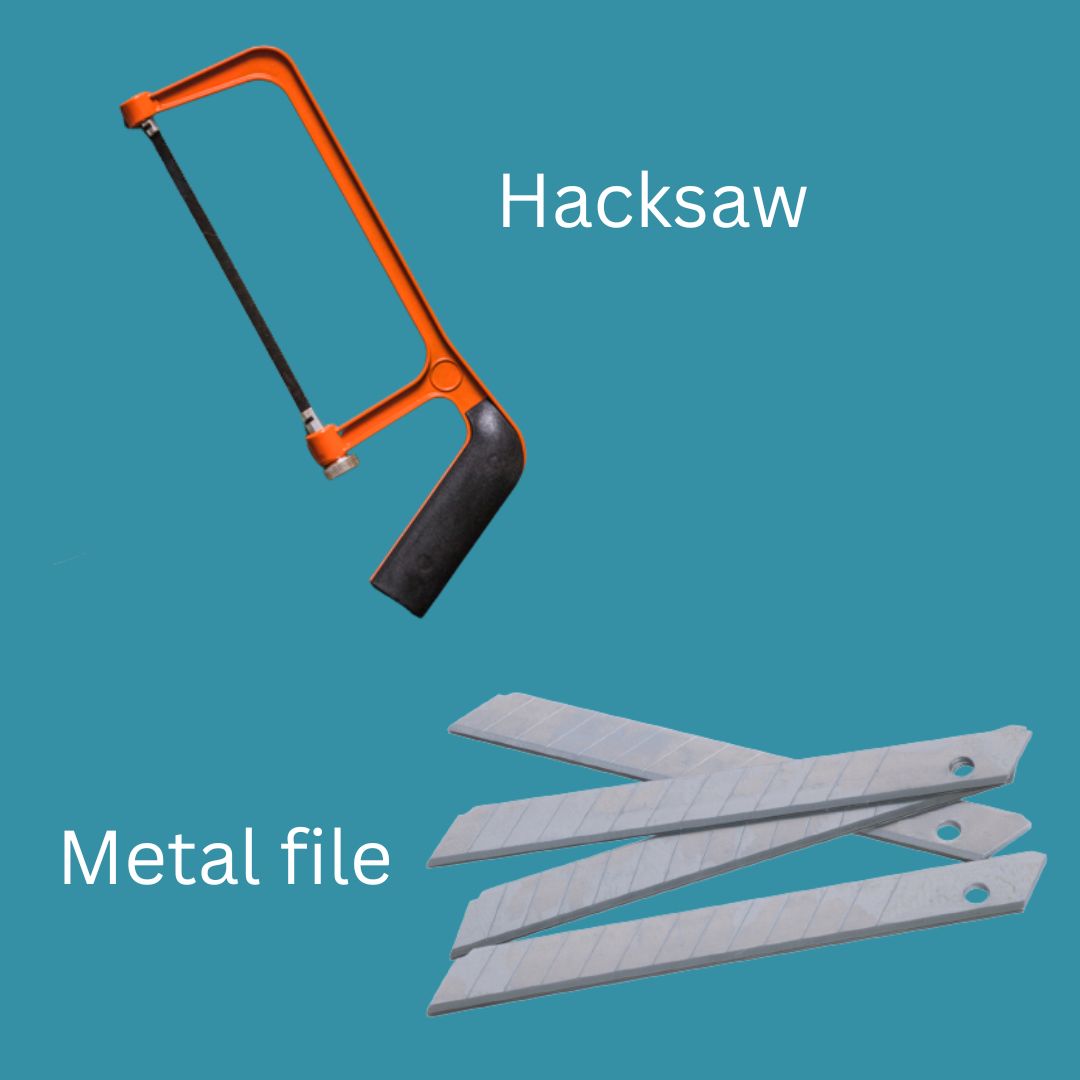 picture of a hacksaw and metal file