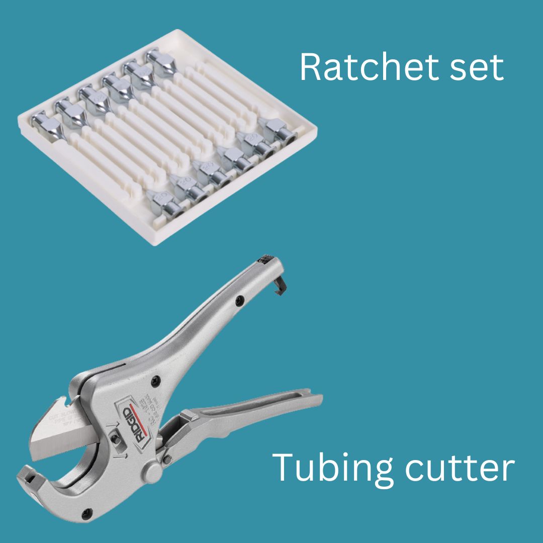 picture of a ratchet set and tubing cutter