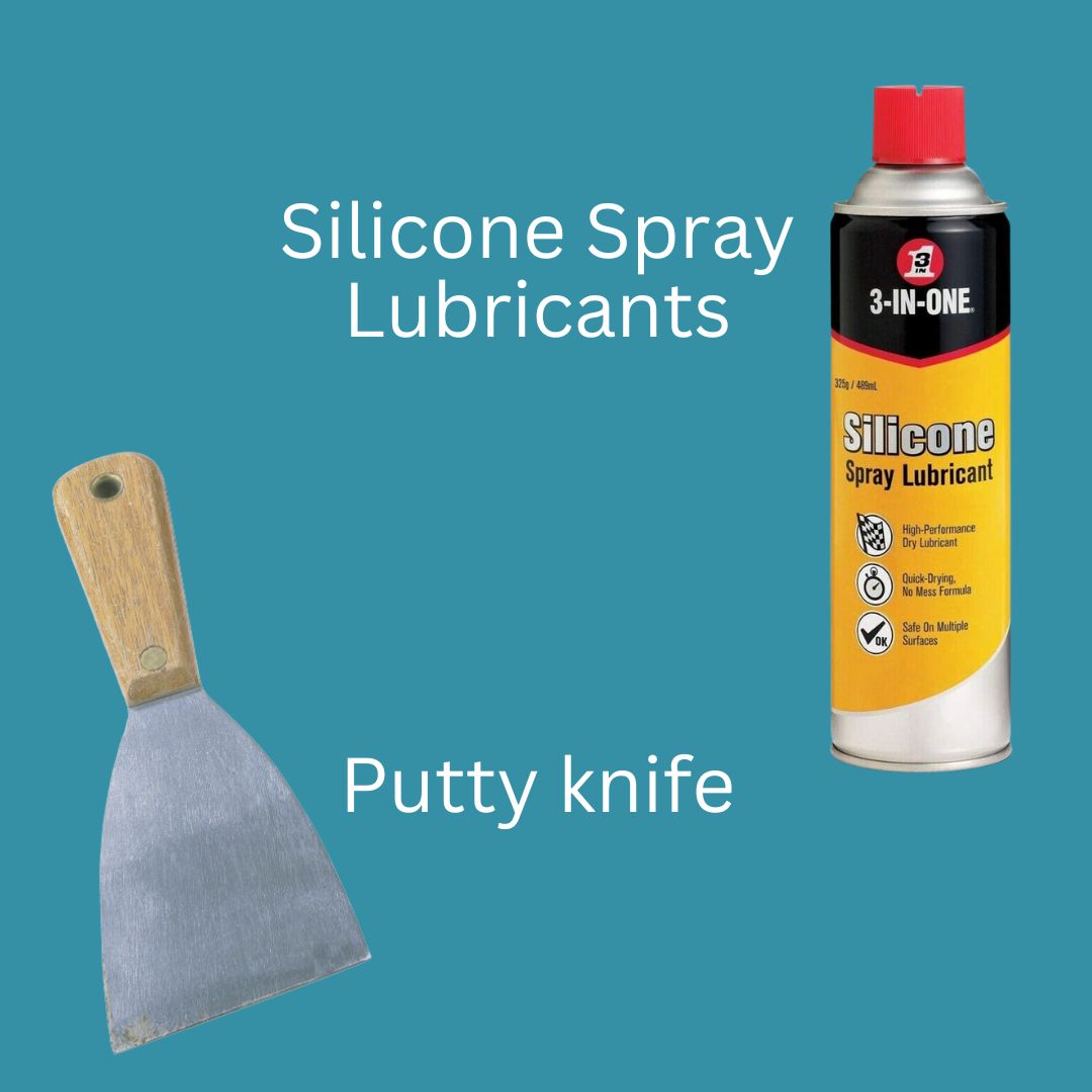 picture of a silicone spray lubricants and putty knife