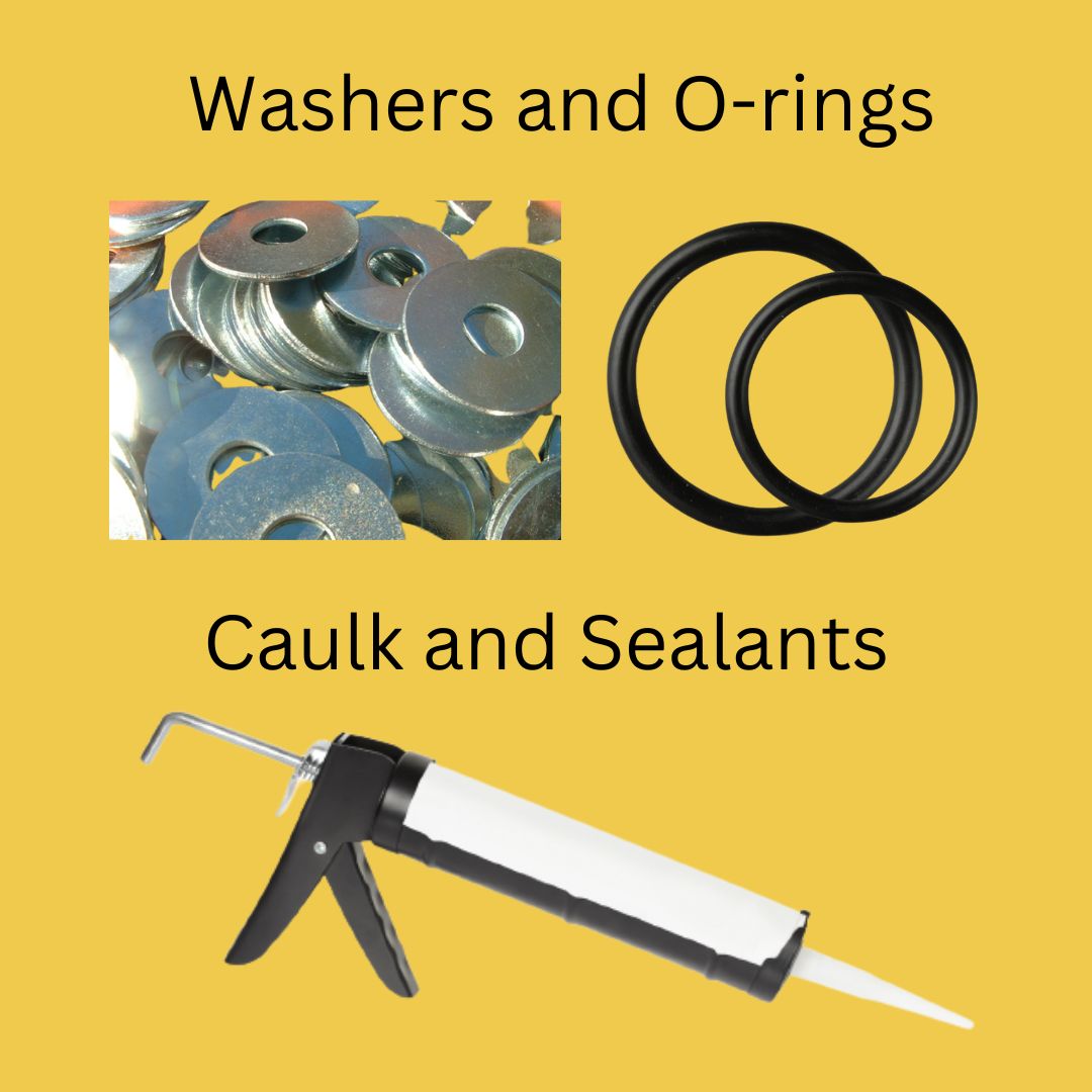 picture of a washers and o-rings and caulk and sealants